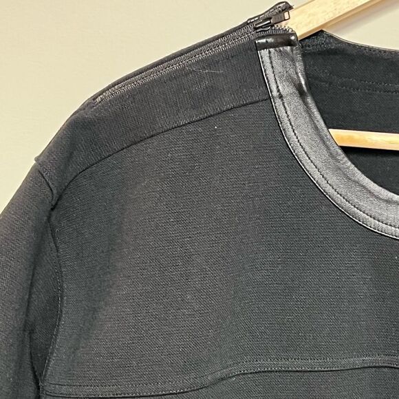 Madewell Black Short Sleeve Boxy Shift Dress Leather Trim Sz S *Host Pick* - Picture 10 of 10